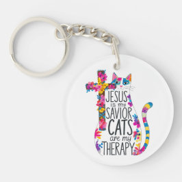 Jesus ist meine Retter Katzen sind meine Therapie Schlüsselanhänger