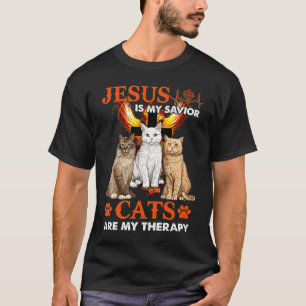 Jesus ist meine Retter Katzen sind meine Therapie T-Shirt