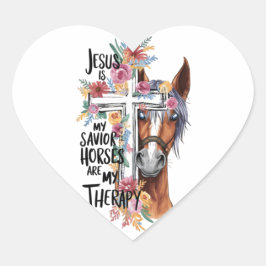 Jesus ist meine Retter Pferde sind meine Therapie  Herz-Aufkleber
