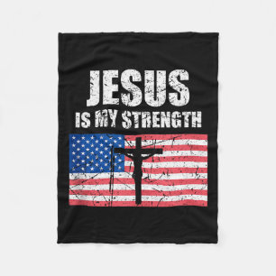 Jesus ist meine Stärke USA-Flagge Christliches Kre Fleecedecke