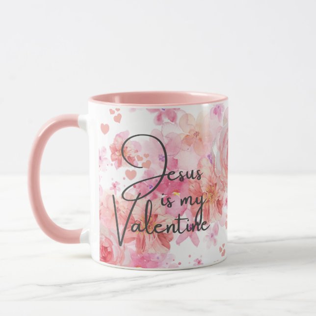 Jesus ist meine Valentinrosa Rosen religiös Tasse (Links)