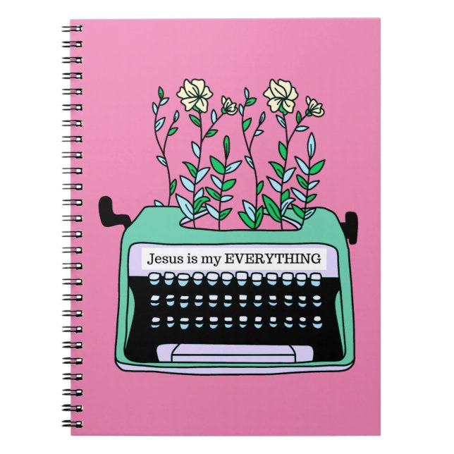 Jesus ist meine Vintage Schreibmaschine in Mint Notizblock (Vorderseite)