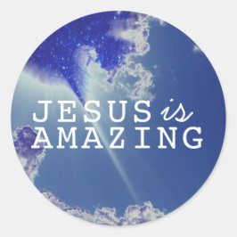 Jesus ist mit Sky Stars Phantastisch Runder Aufkleber
