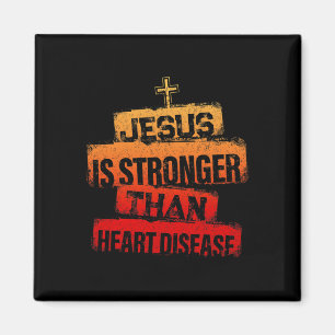 Jesus ist stärker als die Herzerkrankung Red Ribbo Magnet