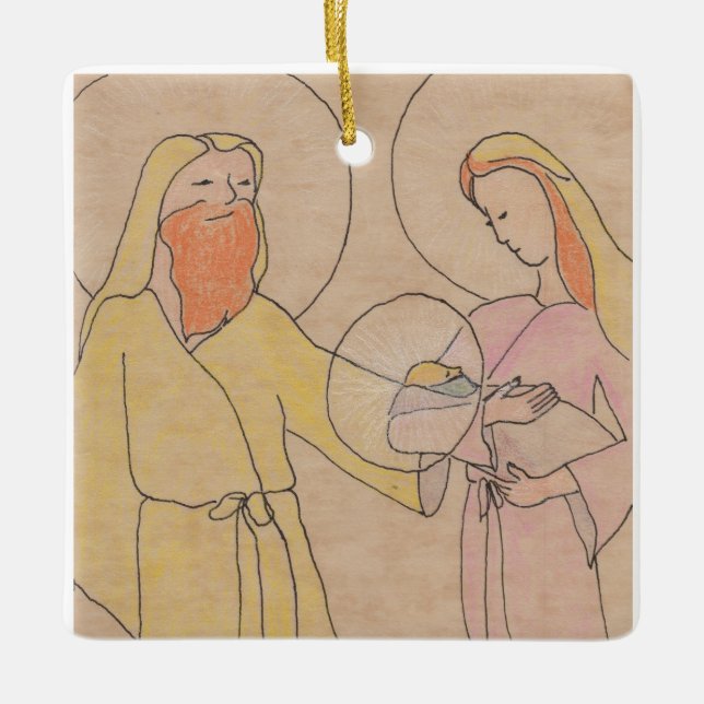 Jesus Joseph und Maria Keramikornament (Vorderseite)
