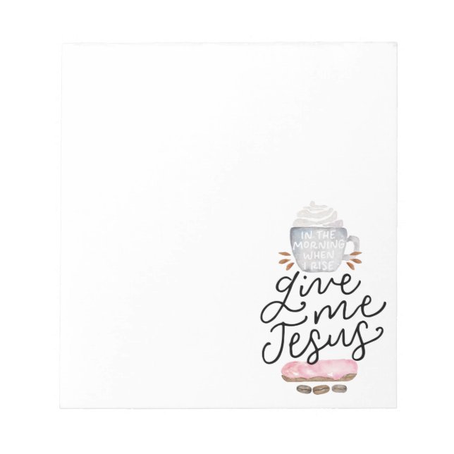 Jesus, Kaffee, Donut (Aquarell) Notizblock. Notizblock (Vorderseite)