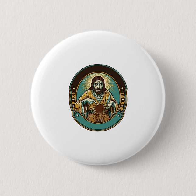 Jesus Kaffee Fleck Hose Vor dem Treffen Büro Arbei Button (Vorderseite)