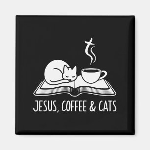 Jesus Kaffee Katzen Lustig Süßes Design Jesus Fans Magnet