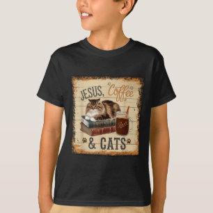 Jesus Kaffee Katzen Lustig Süßes Design Jesus Lieb T-Shirt