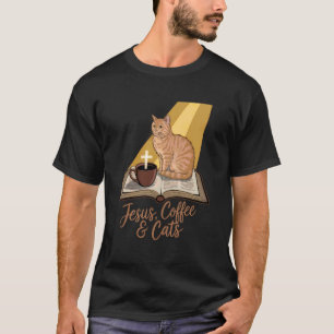Jesus Kaffee Katzen Lustig Süßes Design Jesus Lieb T-Shirt