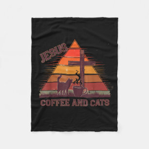 Jesus Kaffee Katzen Lustiges Süßes Design Jesus Fa Fleecedecke