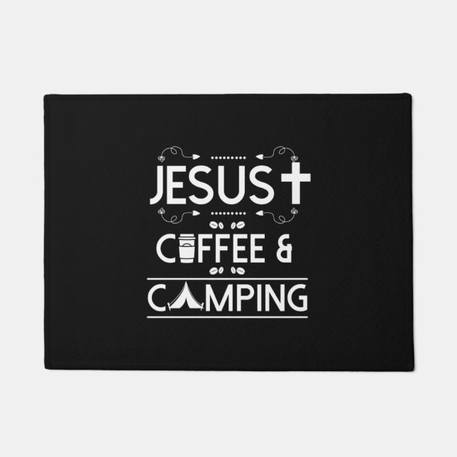 Jesus Kaffee und Camping Fußmatte (Vorderseite)