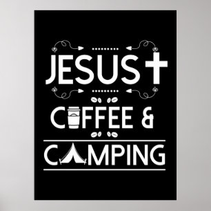 Jesus Kaffee und Camping Poster