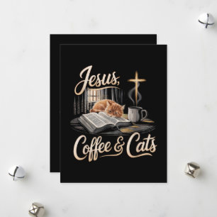 Jesus Kaffee und Katzen Lustiger Christ Feiertagskarte