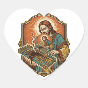 Jesus Kaffee verschüttet Mechanische Tastatur kapu Herz-Aufkleber