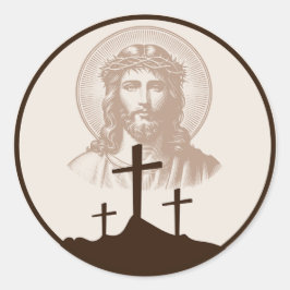 Jesus Kalvarienberg Kreuze Christlicher Glaube Rel Runder Aufkleber