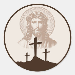 Jesus Kalvarienberg Kreuze Christlicher Glaube Rel Runder Aufkleber