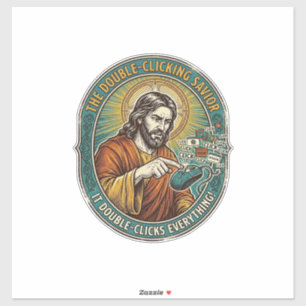 Jesus kaputte Doppelklick-Maus IT-Büro-Technik  Aufkleber