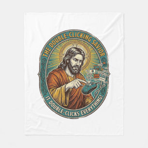 Jesus kaputte Doppelklick-Maus IT-Büro-Technik Fleecedecke