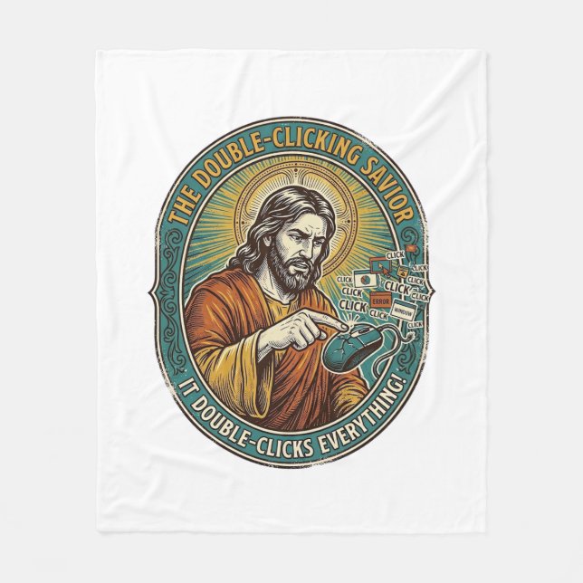 Jesus kaputte Doppelklick-Maus IT-Büro-Technik  Fleecedecke (Vorderseite)