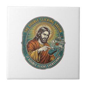 Jesus kaputte Doppelklick-Maus IT-Büro-Technik  Fliese