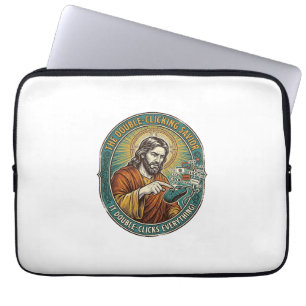 Jesus kaputte Doppelklickmaus IT Büro Tech  Laptopschutzhülle