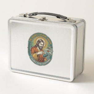 Jesus kaputte Doppelklickmaus IT Büro Tech  Metall Brotdose