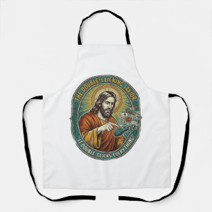 Jesus kaputte Doppelklickmaus IT Büro Tech Schürze
