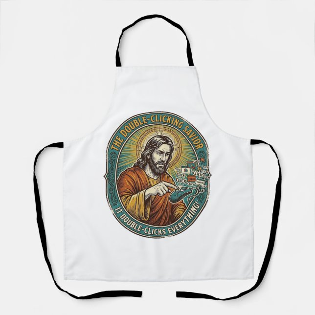 Jesus kaputte Doppelklickmaus IT Büro Tech  Schürze (Vorderseite)