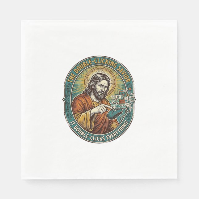 Jesus kaputte Doppelklickmaus IT Büro Tech  Serviette (Vorderseite)
