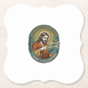 Jesus kaputte Doppelklickmaus IT Büro Tech  Untersetzer