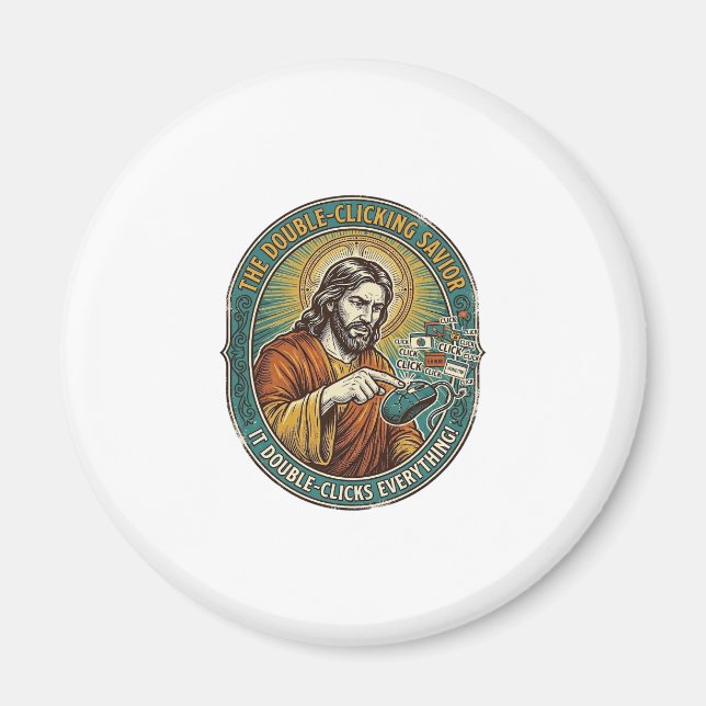 Jesus kaputte Doppelklickmaus IT Büro Technik  Magnet (Vorne)