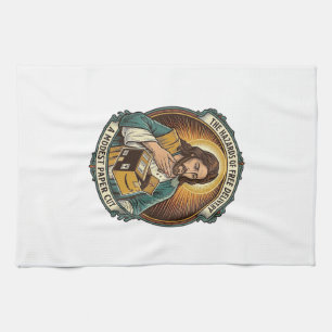 Jesus Karton Papierausschnitt Finger Schmerz Humor Geschirrtuch
