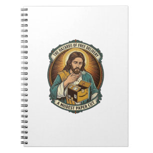 Jesus Karton Papierausschnitt Finger Schmerz Humor Notizblock