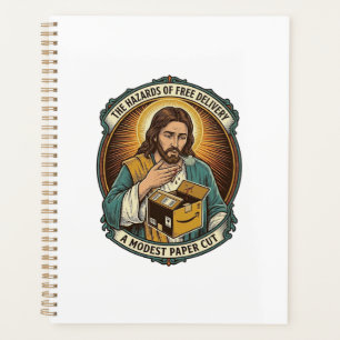 Jesus Karton Papierausschnitt Finger Schmerz Humor Planer