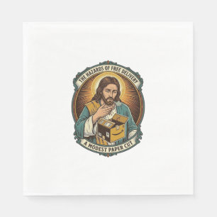 Jesus Karton Papierausschnitt Finger Schmerz Humor Serviette