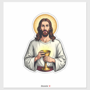 Jesus-Kelch-Wappen-Vintage-Gravur-Shirt 2 Aufkleber
