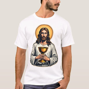 Jesus-Kelch-Wappen Vintage-Gravur-Shirt 2 T-Shirt