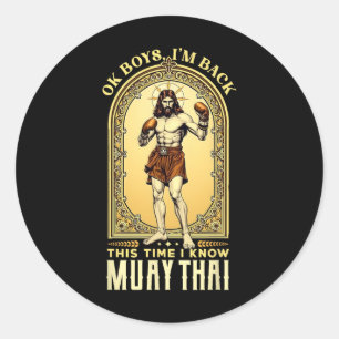 Jesus kennt den Muay Thai Boxing Kickboxing Mixed Runder Aufkleber