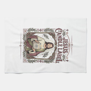 Jesus Kerzenlabel Jesus Kerze Christlicher Glaube Geschirrtuch