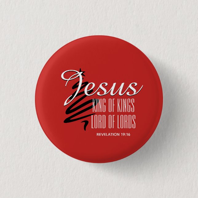 JESUS KING OF KINGS - Christliche Weihnachtsschrif Button (Vorderseite)