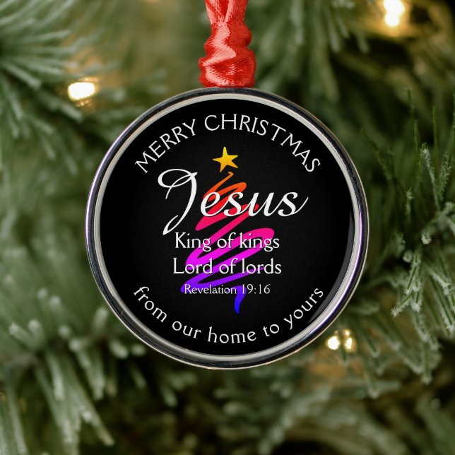 JESUS KING OF KINGS Custom Black | CHRISTMAS Ornament Aus Metall (Baum)