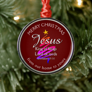 JESUS KING OF KINGS Custom Burgundy   CHRISTMAS Ornament Aus Metall