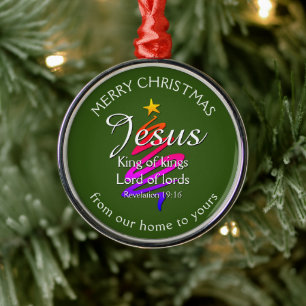 JESUS KING OF KINGS Custom Green   CHRISTMAS Ornament Aus Metall