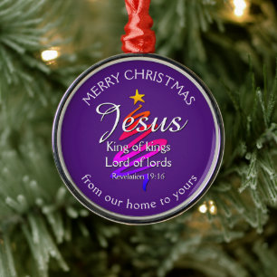 JESUS KING OF KINGS Custom Lila CHRISTMAS Ornament Aus Metall