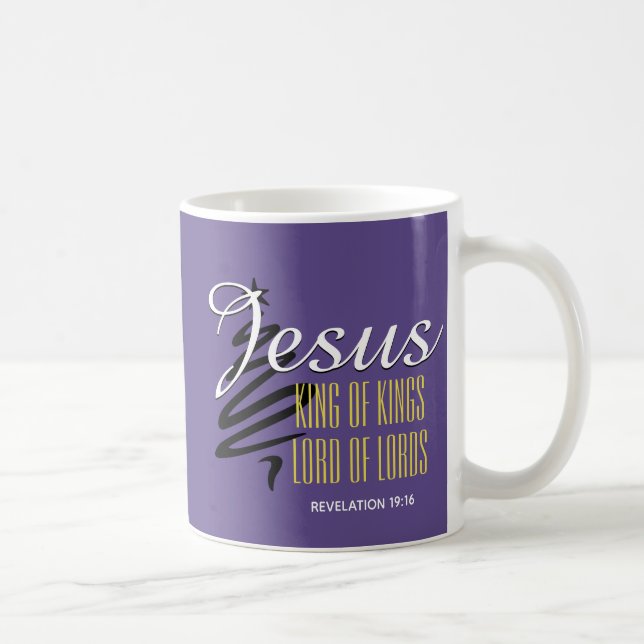 JESUS KING OF KINGS Lila Weihnachten Kaffeetasse (Rechts)
