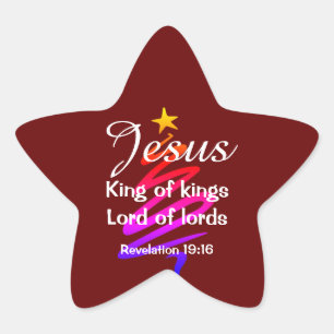 JESUS KING OF KINGS Modernes Burgund Weihnacht Stern-Aufkleber