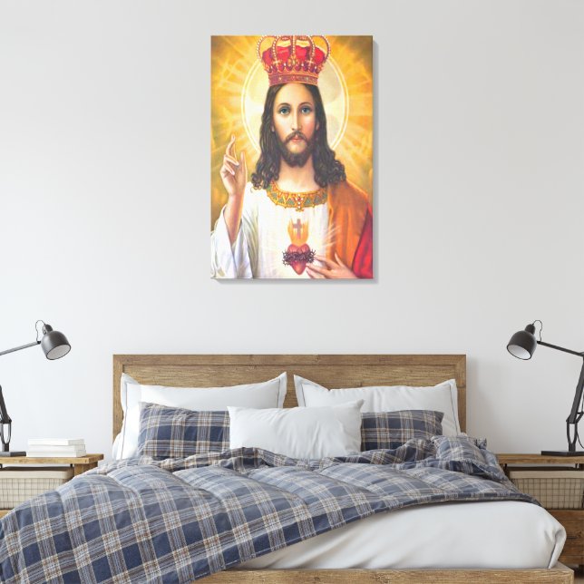 Jesus King wrapped Canvas Leinwanddruck (Insitu (Schlafzimmer))