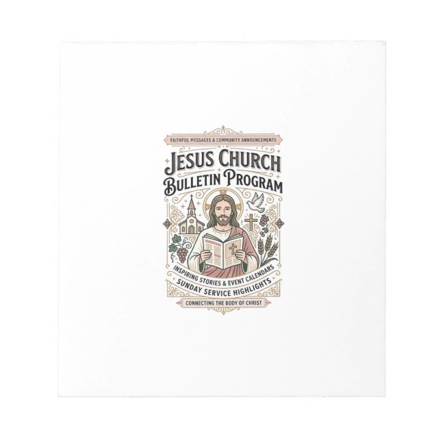 Jesus-Kirche Bulletin Programm Jesus-Kirche Bullet Notizblock (Vorderseite)