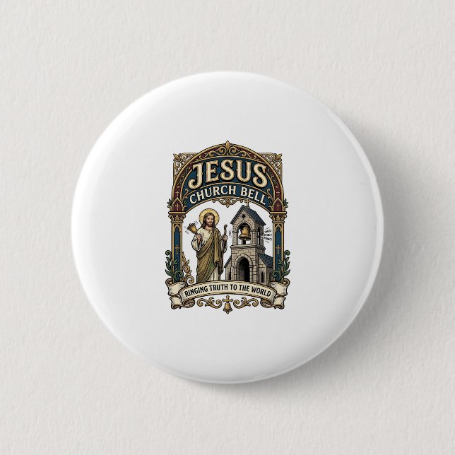 Jesus-Kirche Glocke Jesus-Kirche Glocke Christlich Button (Vorderseite)